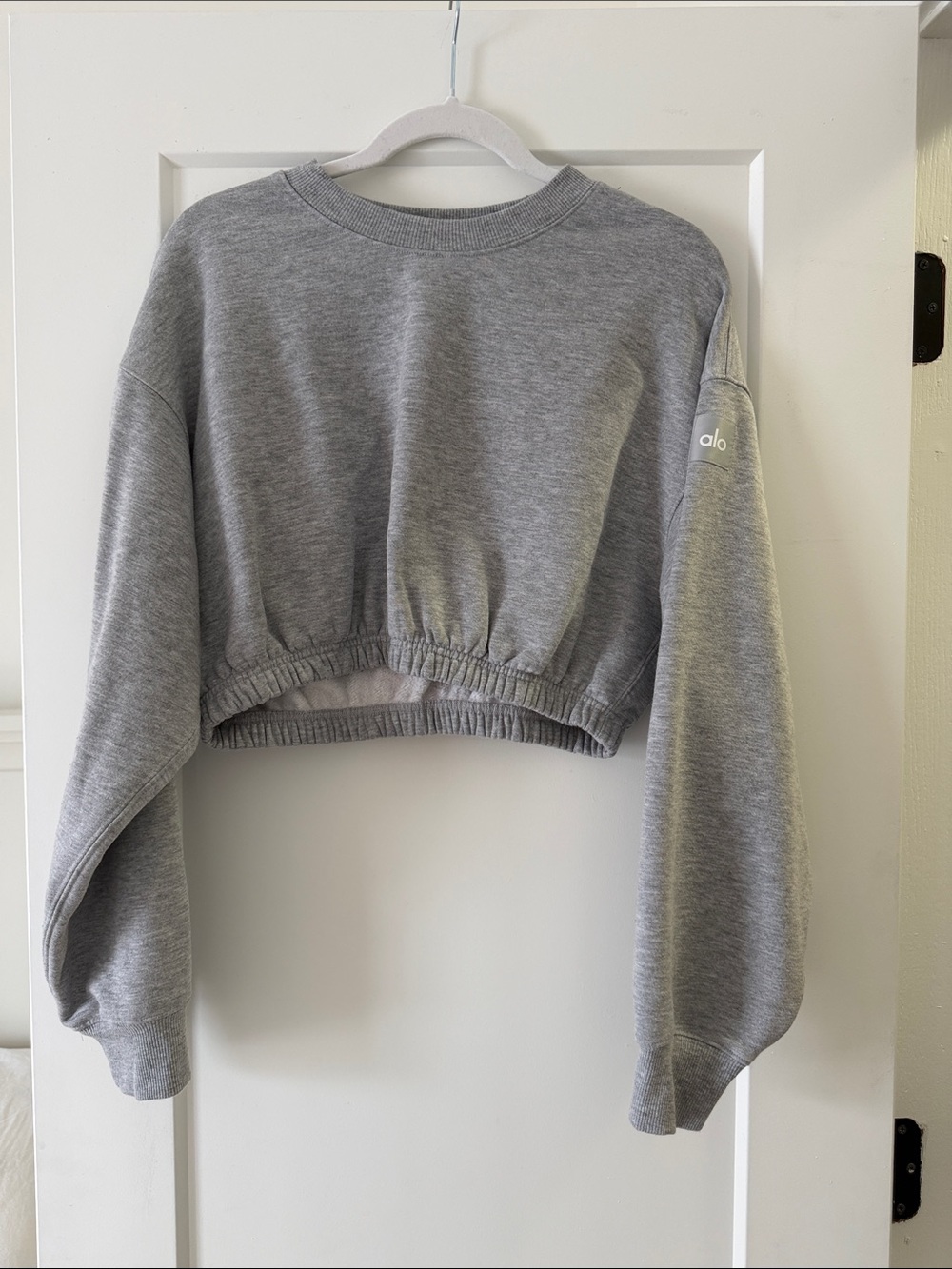 ALO Yoga Gray Cropped Sweatshirt Top